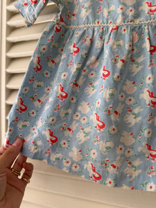 Vintage Baby Feedsack Bunny Dress